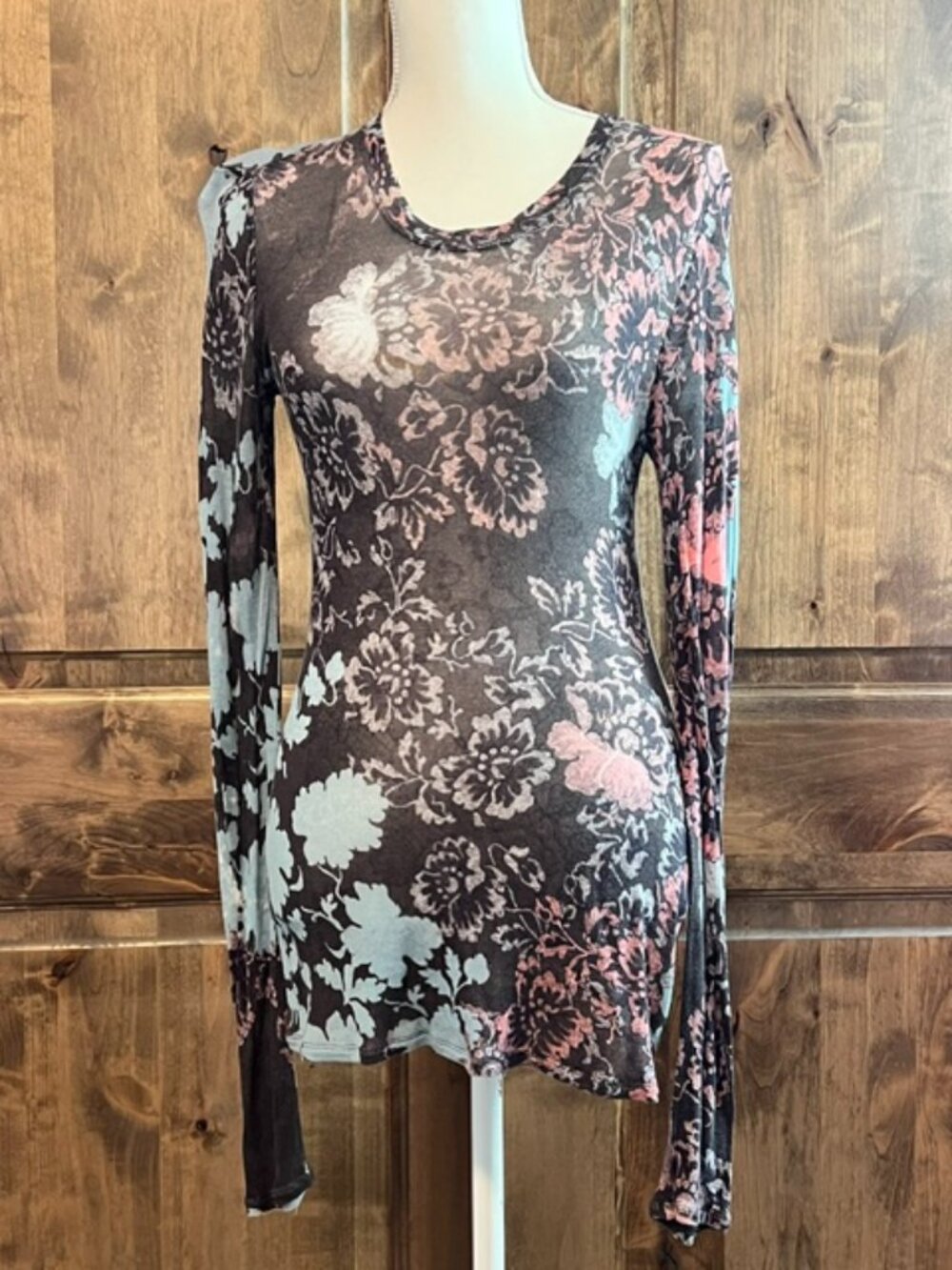 BCBGMaxAzria Floral Mesh Top